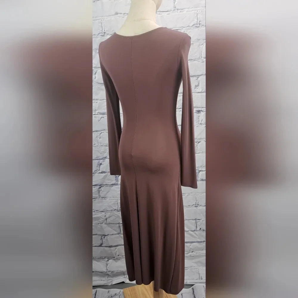 Wilfred Aveyron Dress in Red Midi V-Neck Long Sleeves Ruched Cocktail Size XXS - Picture 8 of 15